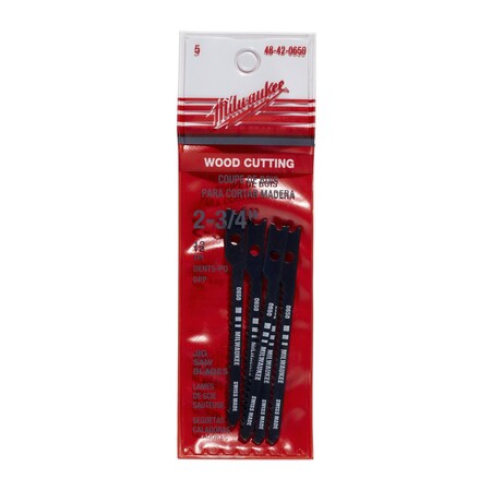 Milwaukee Tool 2-3/4 in. 12 TPI High Carbon Steel Jig Saw Blade, 5PK 48-42-0650